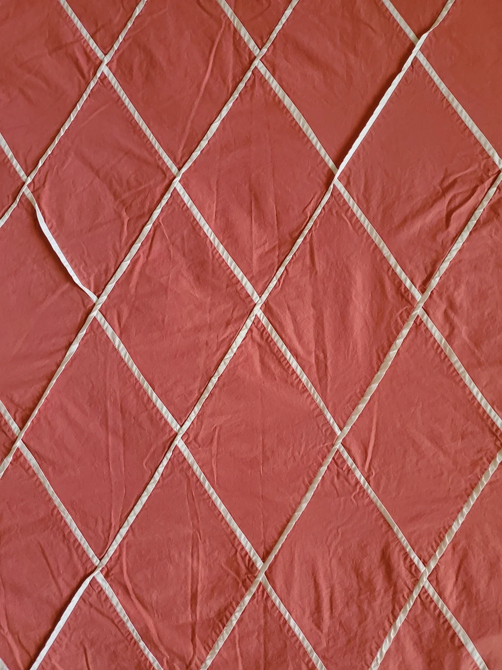Coral Diamond Grid Queen Duvet Cover